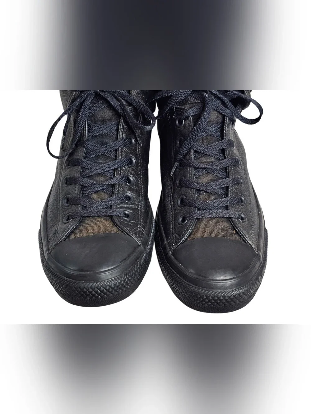​Converse CTAS High Street Leather Triple Black 161473C Mid Top Sneakers Men 13